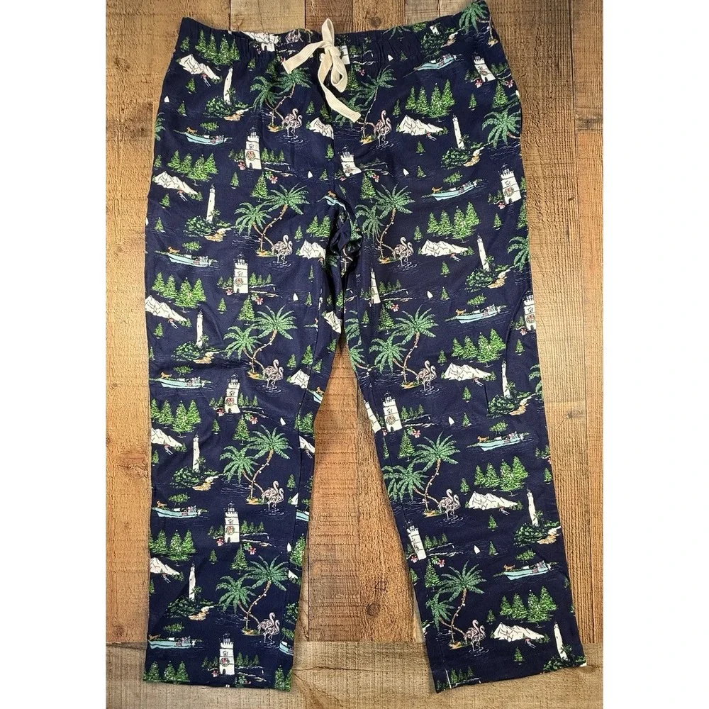 Vineyard Vines Mens XL Pajama Pants Navy Holiday Flamingo Lighthouse Lounge Soft